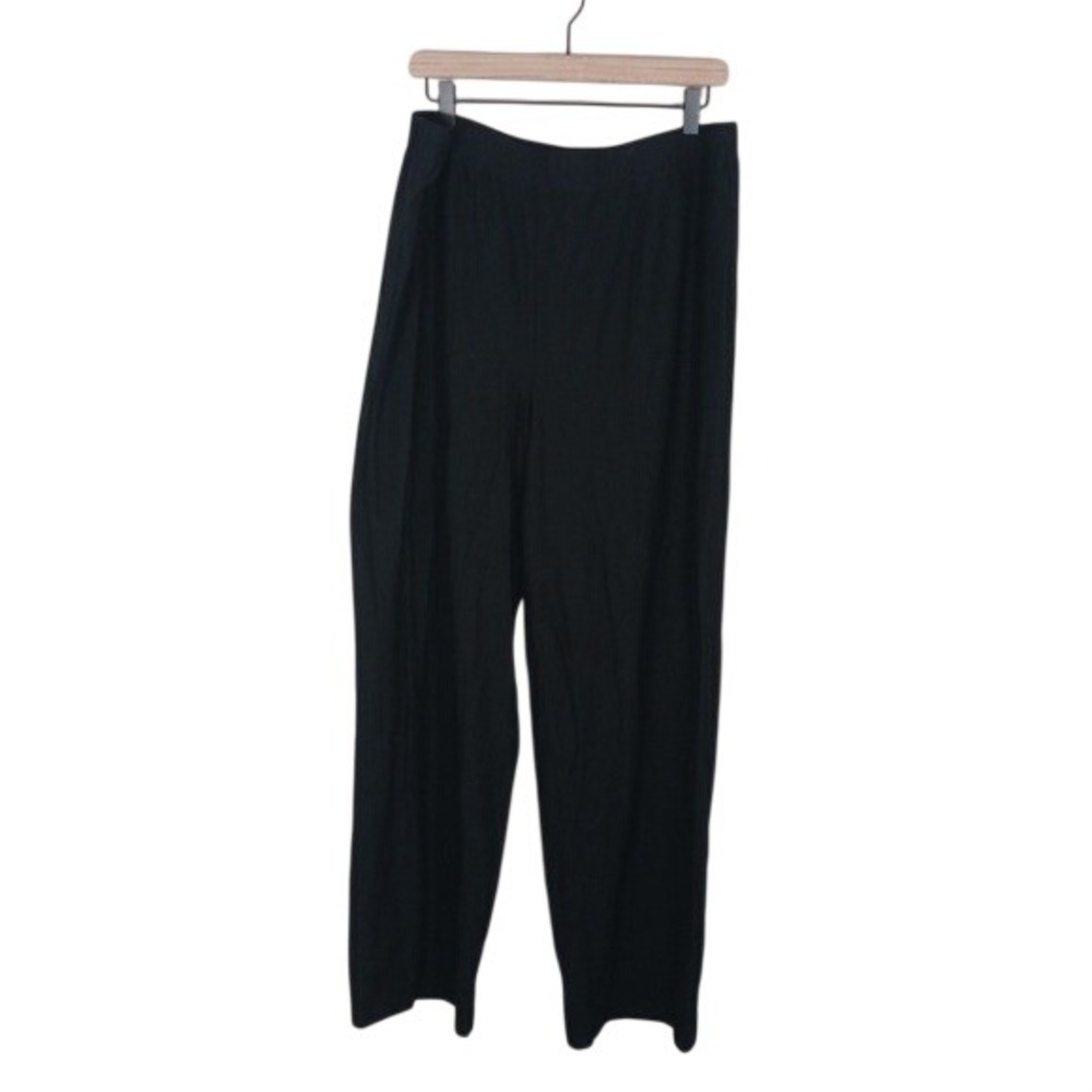 Eileen Fisher Wide Leg Pants 2X Black Pull On Stretch Elastic Waist Plus Size